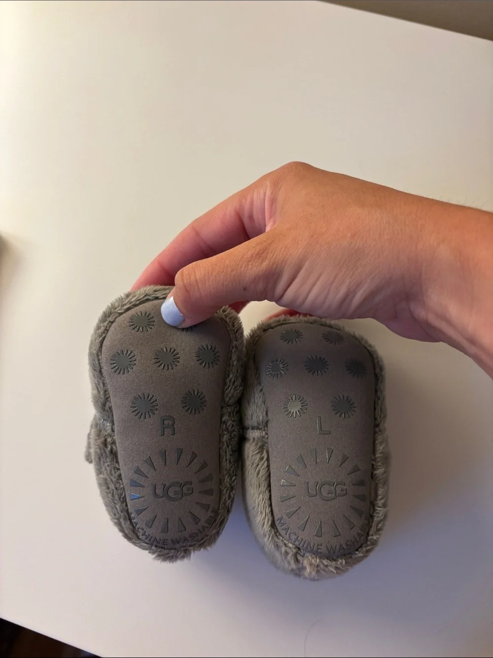UGG Gray Plush Baby Booties - Cozy Slip-On Slippers